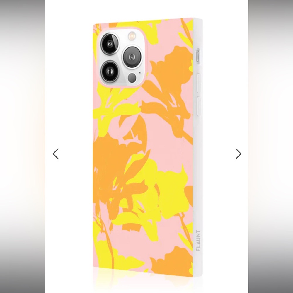 Flaunt Sqaure Case Floral Phone Case - Pink and Yellow